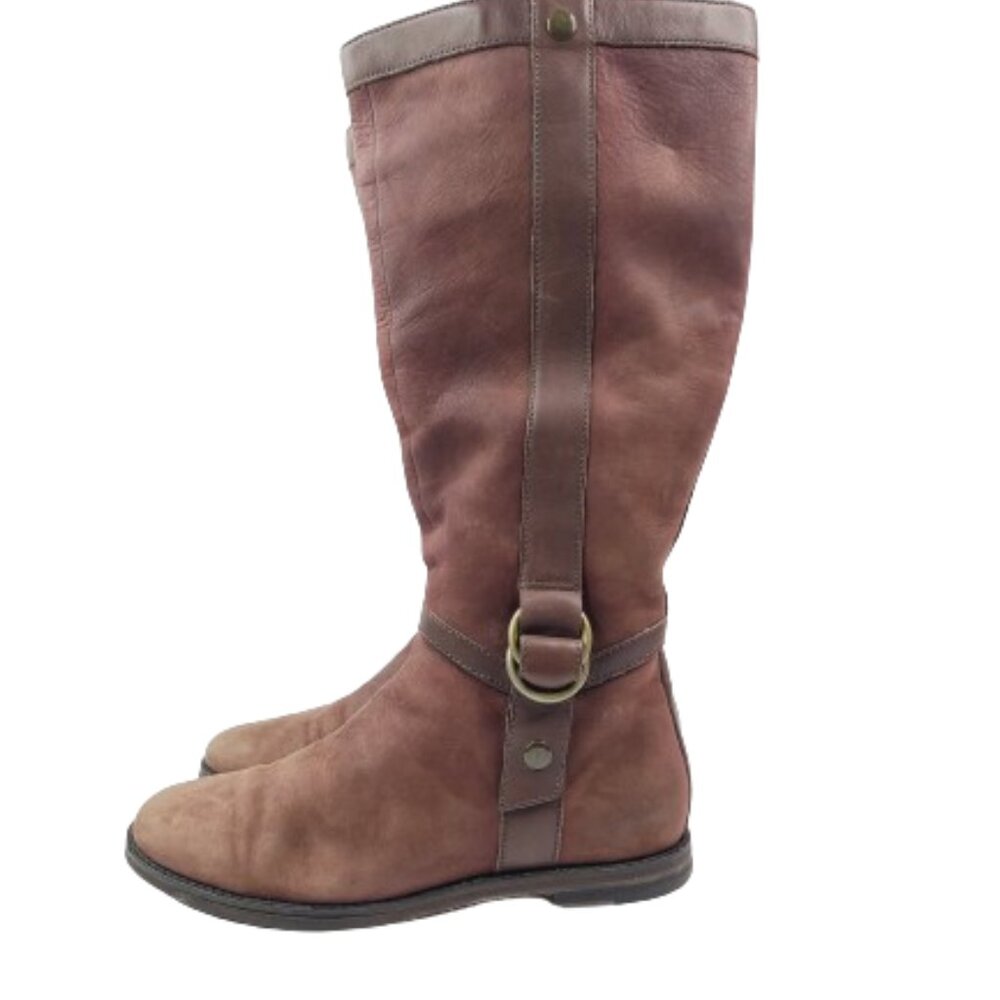 Cole Haan Air Women's Brown Leather Zip-Up Mid-Calf Riding Boots Size US 7B